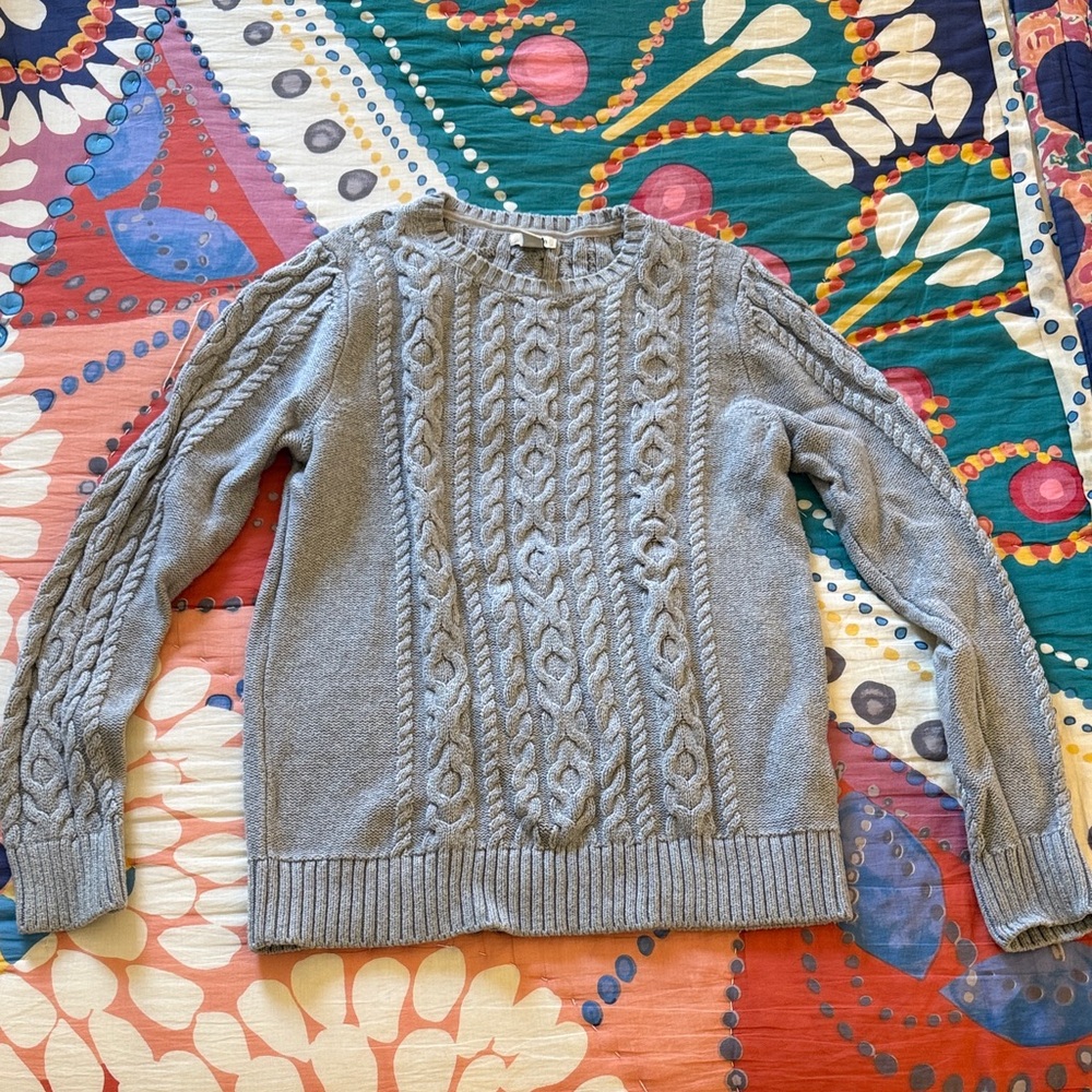 L.L. Bean Gray Cable Knit Women's Sweater